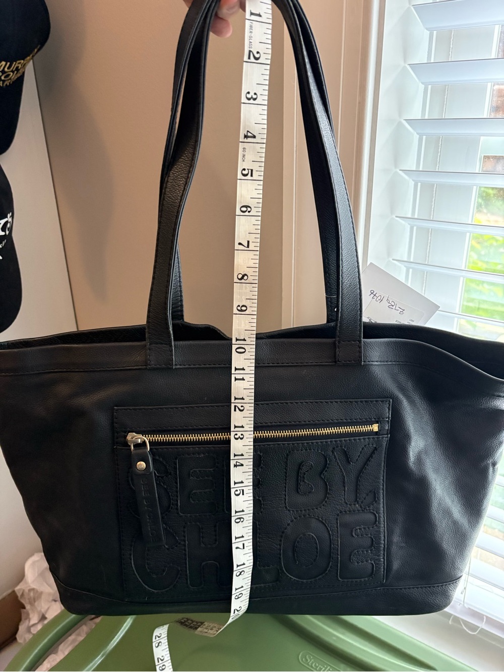 See by Chloé Black Leather Tote Bag Stitched Front Logo - Model 03-12-88-65 - Picture 15 of 17
